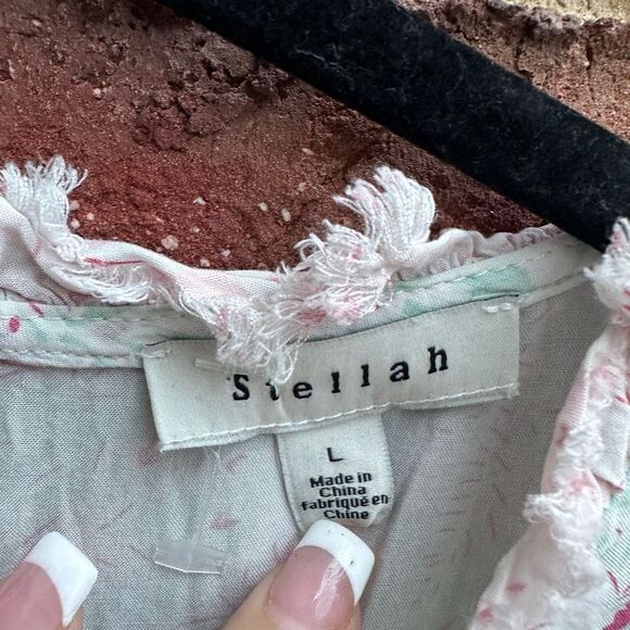 Stellah $225 SK8514 Floral Multi Color Flounce Dress sz large NEW - Picture 7 of 7